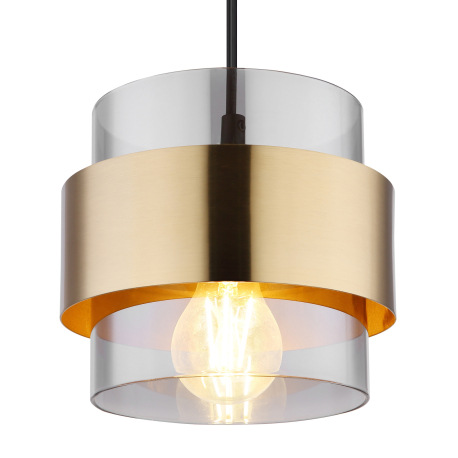 Závesné svietidlo, kov čierny matný, sklo, mosadz, ø: 180mm, V: 1200mm, bez žiarovky 1x E27, max. 60 13