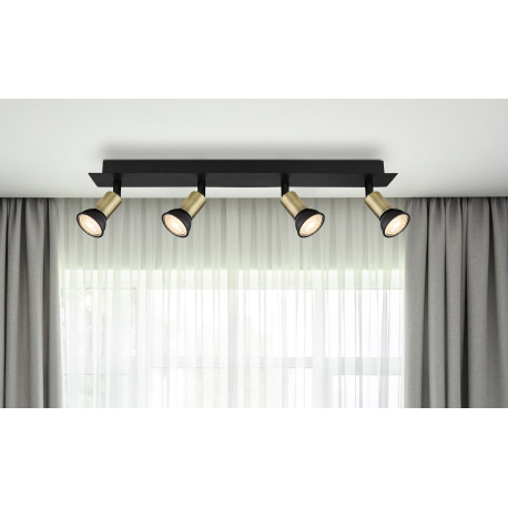 Stropné svietidlo kov čierny matný, kov zlatej farby, DxŠxV: 500x60x90mm, bez žiaroviek 4xGU10 35W 2 9