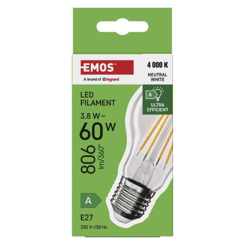 LED žiarovka Filament A60 A CLASS/ E27 / 3,8 W (60 W) / 806 lm / neutrálna biela 7