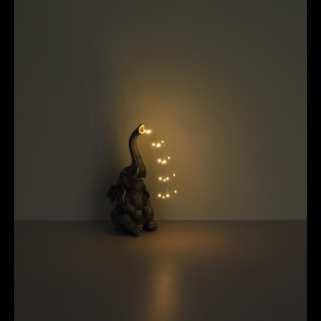 Solárne svietidlo, plast sivý matný, plast číry, vypínač, batéria AAA 300mAh 1,2V, IP44, slon, DxŠxV 15