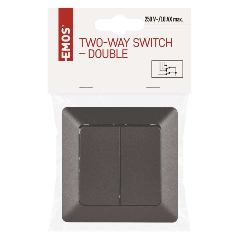 Vypínač dvojitý striedavý č. 6+6, antracit 3