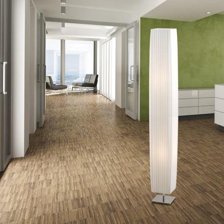 Stojanové svietidlo, chróm, textil biely, plisé, kábel 1,8m, vypínač, DxŠxV: 140x140x1190, bez žiaro 4