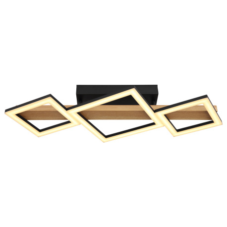 Stropné svietidlo kov čierny mat, MDF imitácia dreva, ABS čierny mat, plast biely, DxŠxV: 660x300x10 3