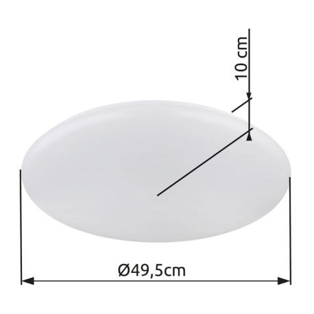 Stropné svietidlo, kov biely, akryl biely, ø: 495 mm, V: 90 mm, vrátane LED 24W 230V, zdroj 2500lm, 7