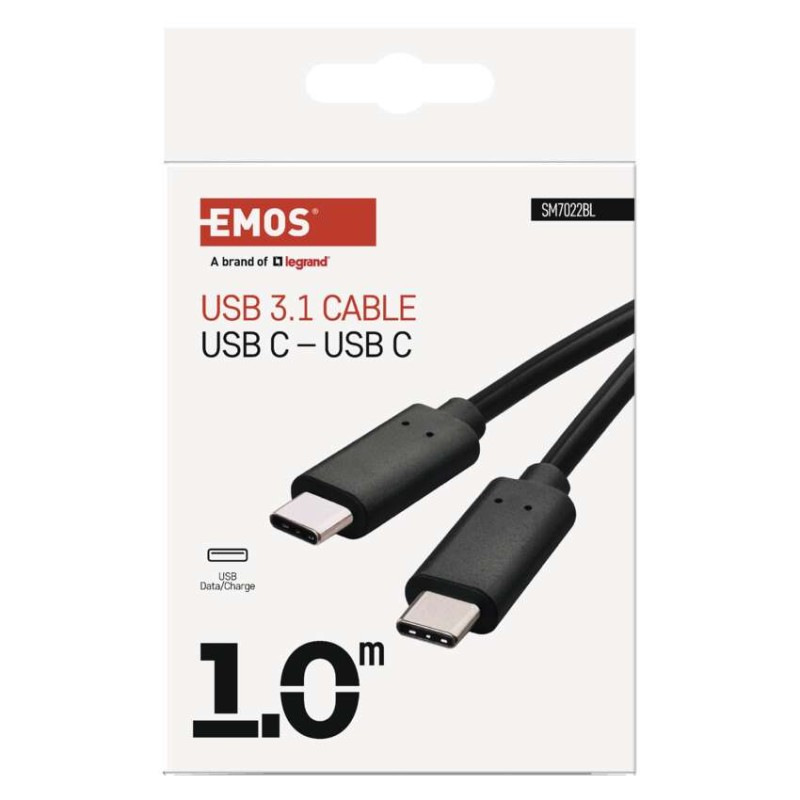 Nabíjací a dátový kábel USB-C 3.1 / USB-C 3.1, 1 m, čierny 1