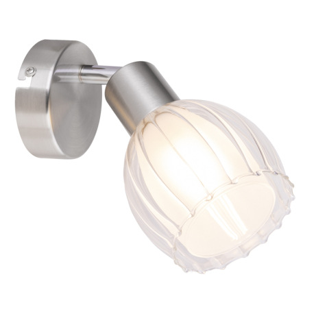 Nástenné svietidlo, nikel matný, sklo satinované priehľadné, 2 sklá, vonkajšie satinované, vnútorné