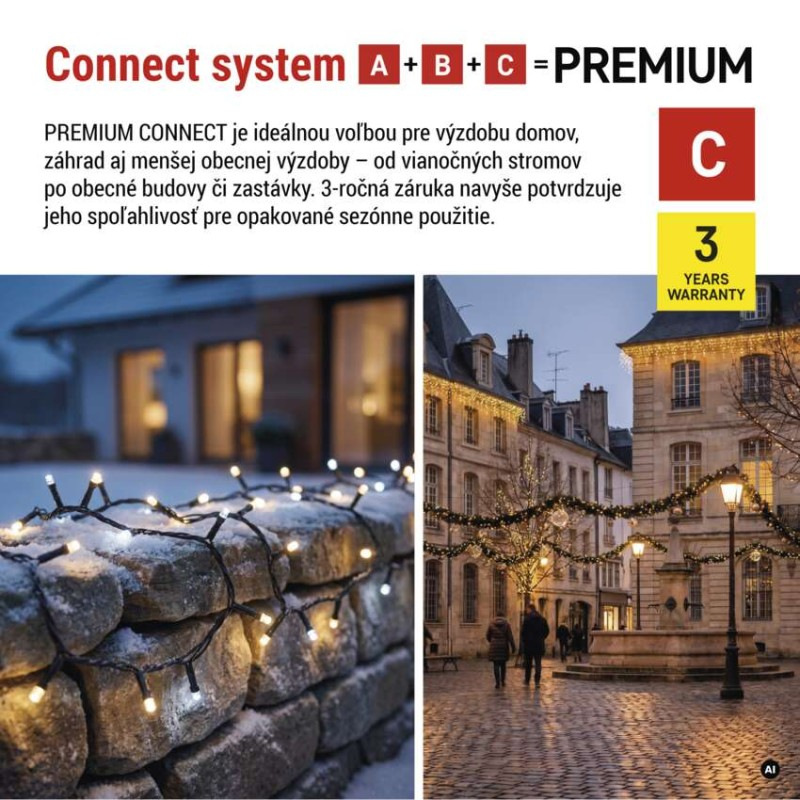 Premium LED spojovacia reťaz preblikávajúca, 10 m, vonkajšia, teplá/studená biela 2