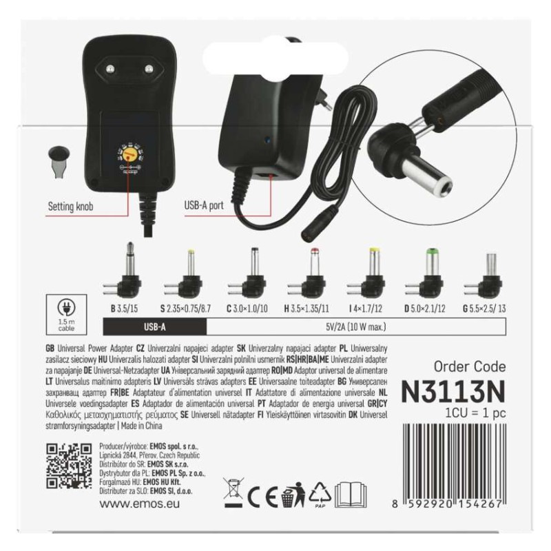 Univerzálny pulzný USB napájací zdroj 2250 mA s hrebienkom 7