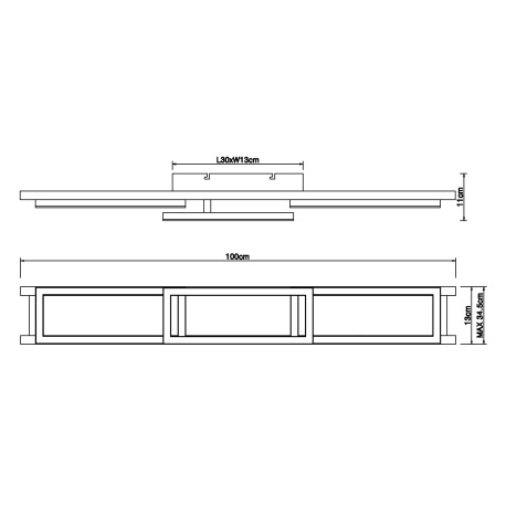 Stropné svietidlo, kov čierny, MDF vzhľad dreva, plast biely, stmievateľné, viackrokové ovládanie ce 11