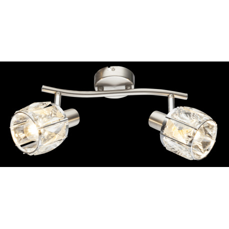 Nástenné svietidlo, kov nikel matný, chróm, sklenený kryštál priehľadný, DxV:280x180, bez žiaroviek 10