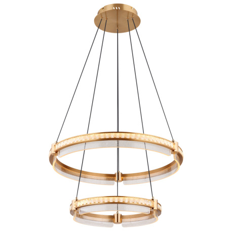 Závesné svietidlo, kov zlatej farby, hliník zlatej farby brúsený, krištále K5 číre, akryl číry, stmi 9