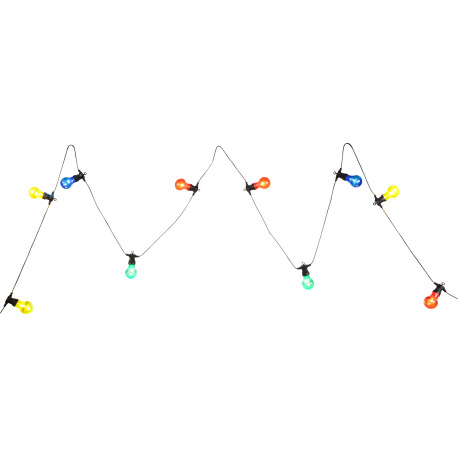 LED svetelná reťaz, čierny plast, farebné sklá, dĺžka kábla 3000 mm, vzdialenosť medzi LED 500 mm, I 4