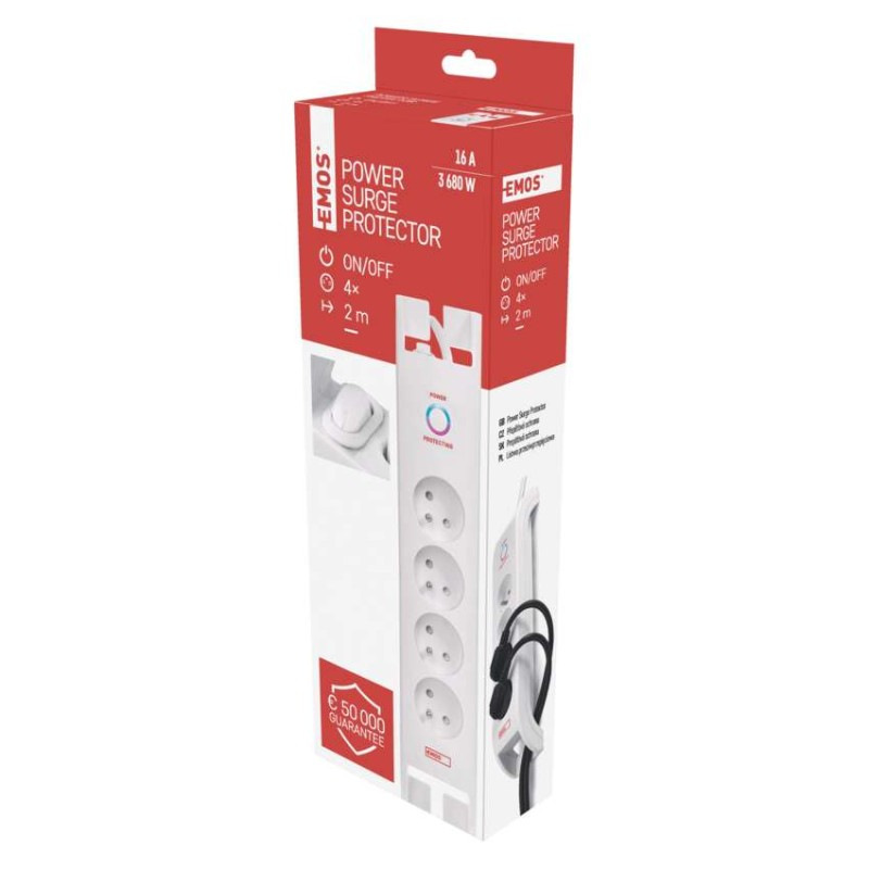 Prepäťová ochrana 900J – 4 zásuvky, 2m, biela 4