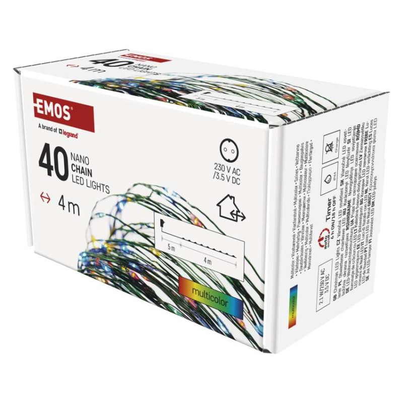 LED vianočná nano reťaz zelená, 4 m, vonkajšia aj vnútorná, multicolor, časovač