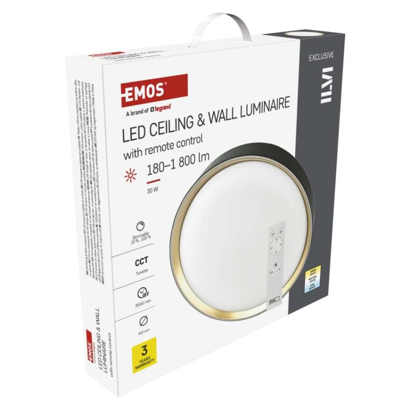 LED nástenné svietidlo ILVI, kruhové 30 W, stmievanie + CCT, čierna + šampanská 13