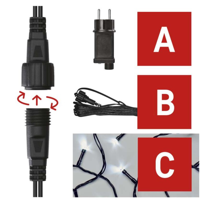 Základná sada pre spojovacie reťaze Standard, 10 m, vonkajšia, studená biela, časovač 6