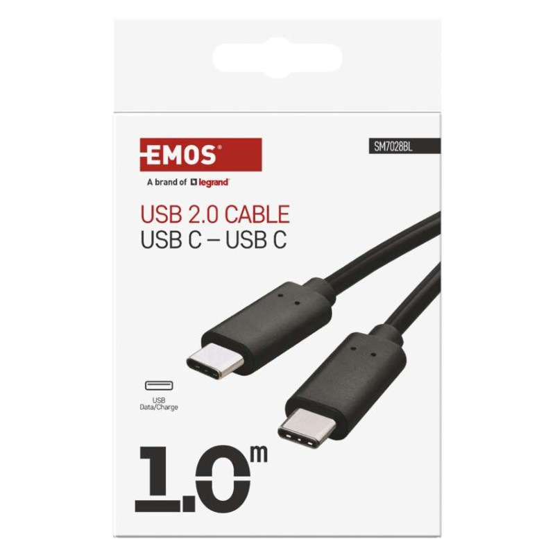 Nabíjací a dátový kábel 2.0 USB-C / USB-C, 1 m, čierny 2