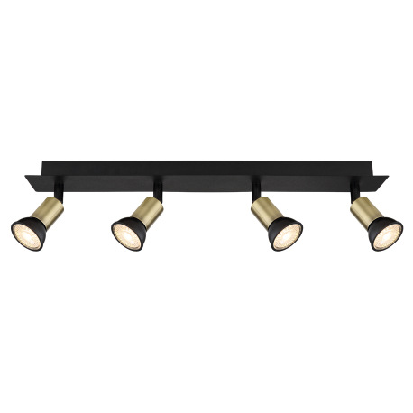 Stropné svietidlo kov čierny matný, kov zlatej farby, DxŠxV: 500x60x90mm, bez žiaroviek 4xGU10 35W 2 11