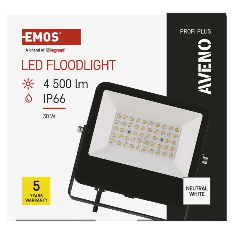 LED reflektor AVENO čierny, 30W neutrálna biela 7