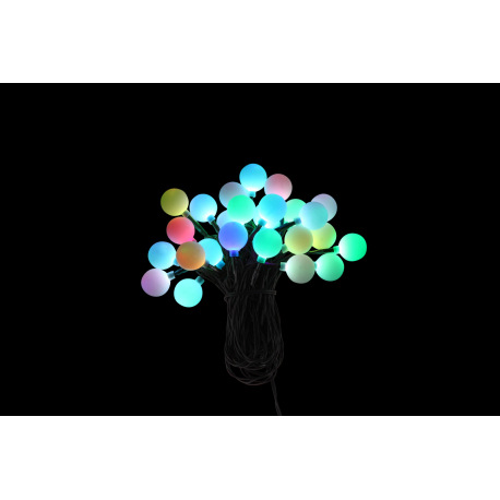 LED svetelná reťaz, plast čierny, plast opál, zmena farby, IP44, D:4800mm, dľžka kábla 5000mm, vráta 10