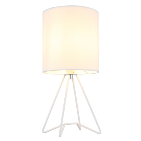 Stolové svietidlo, kov biely, textil biely, kábel PVC biely, kolískový vypínač na kábli, ø: 160mm, V 10