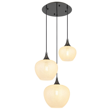 Závesná lampa kovová, broncová, číre sklo, akrylový krištáľ číry, kábel priehľadný PVC, výškovo nast