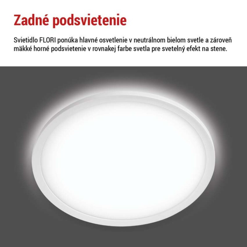 LED prisadené svietidlo FLORI okrúhle, biele, 22W, neutrálna biela 6