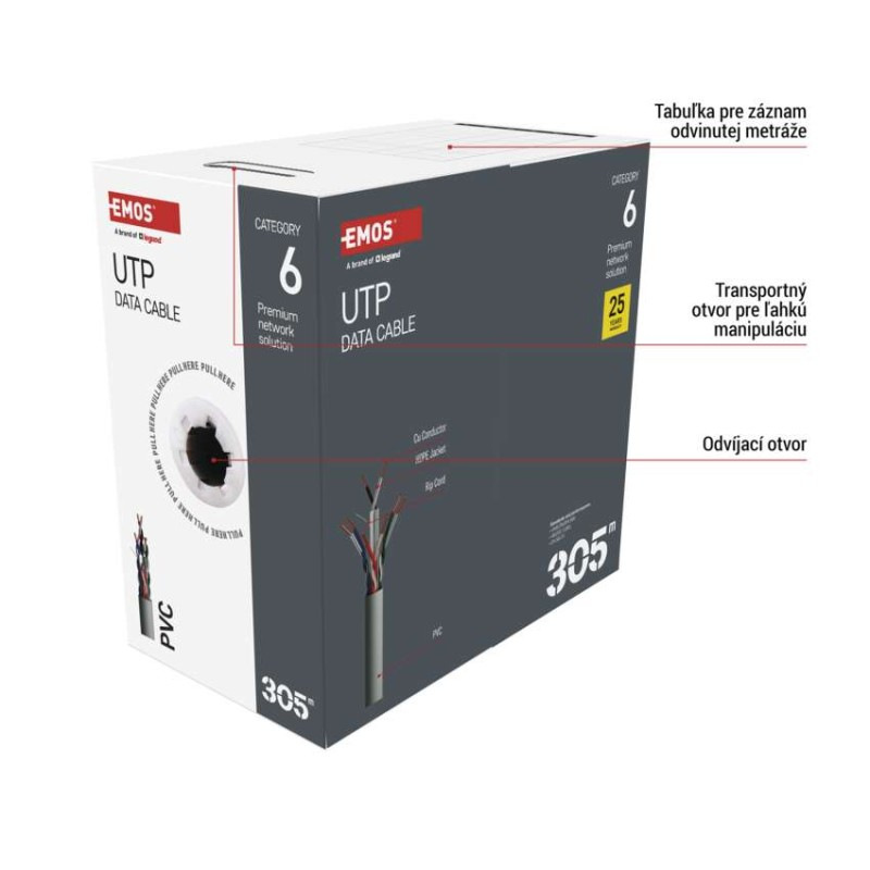 Datový kábel UTP CAT 6, 305m 2