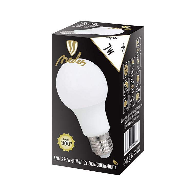 LED žiarovka 7W - A60 / E27 / SMD / 4000K - ZLS581 2