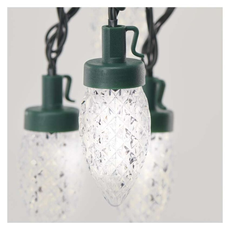 LED vianočná reťaz – šišky, 9,8 m, vonkajšia aj vnútorná, studená biela, programy 11