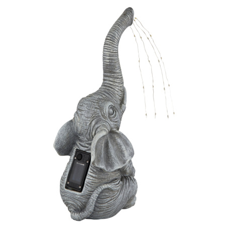 Solárne svietidlo, plast sivý matný, plast číry, vypínač, batéria AAA 300mAh 1,2V, IP44, slon, DxŠxV 6