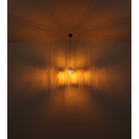 Závesné svietidlo, kov čierny matný, kov mosadz, kovové tyče čierne matné, sklenené krištále priehľa 5