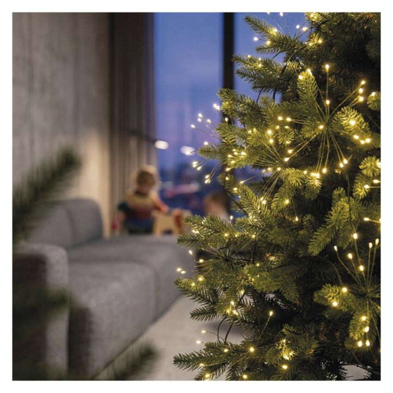 LED svetelná reťaz – svietiace trsy, nano, 2,35 m, vnútorná, teplá biela, časovač 3