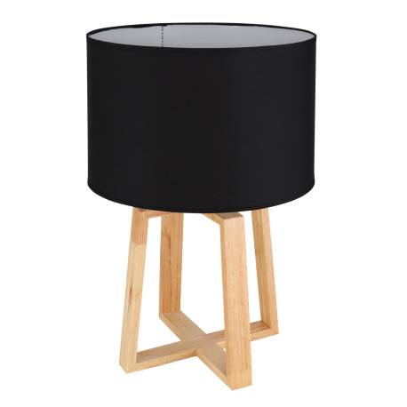 Stolová lampa, drevo hnedé, plast sivý, textil čierny, ø: 300mm, V:450mm, dĺžka kábla 1800mm, bez ži 2