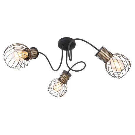 Stropné svietidlo, kov čierny, mosadzný, Ø600, V: 240, bez žiaroviek 3xE27, max. 40W 230V