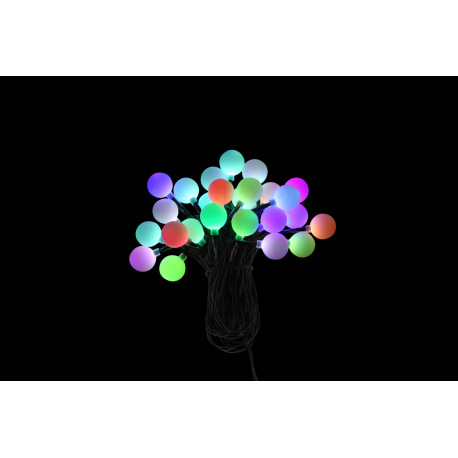 LED svetelná reťaz, plast čierny, plast opál, zmena farby, IP44, D:4800mm, dľžka kábla 5000mm, vráta 8