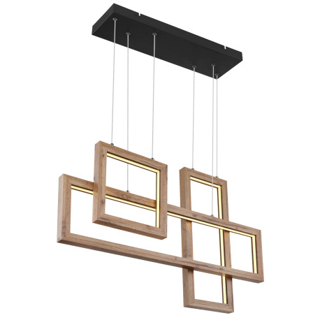 Závesné svietidlo kov čierny matný, MDF imitácia dreva, plast biely, kábel PVC čierny, výškovo nasta