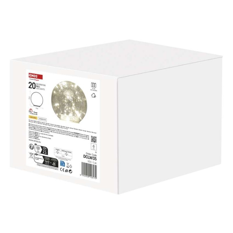 LED vianočná sklenená guľa - zlatá, 15 cm, 3x AA, vnútorná, teplá biela, časovač 2