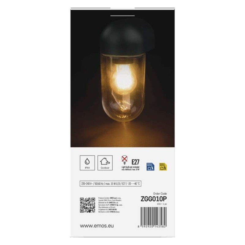 Záhradné nástenné svietidlo CASSIA, 12,6 x 9,5 x 22,2 cm, 1 x E27, 15 W 12