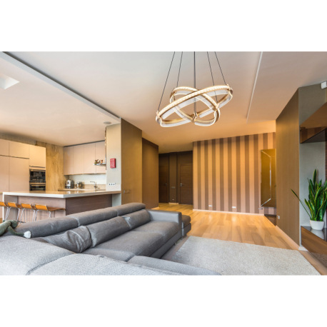 Závesné svietidlo, kov zlatej farby, hliník zlatej farby brúsený, krištále K5 číre, akryl číry, stmi 16