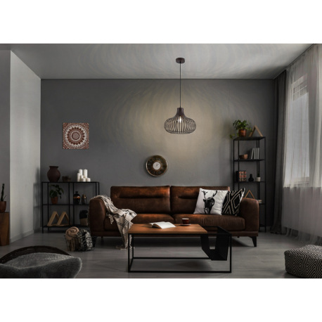 Závesné svietidlo, kov imitácia hrdze, výška sa dá nastaviť, ø: 400mm, V: 1500mm, bez žiarovky 1xE27 1