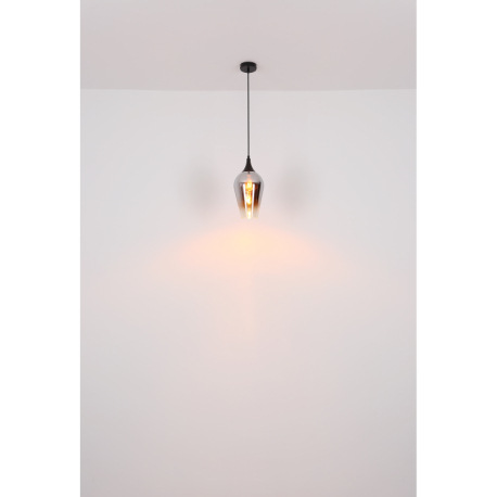 Závesné svietidlo, kov čierny, sklo zlatej farby, textilný kábel čierny, možnosť skrátenia výšky, ø: 11