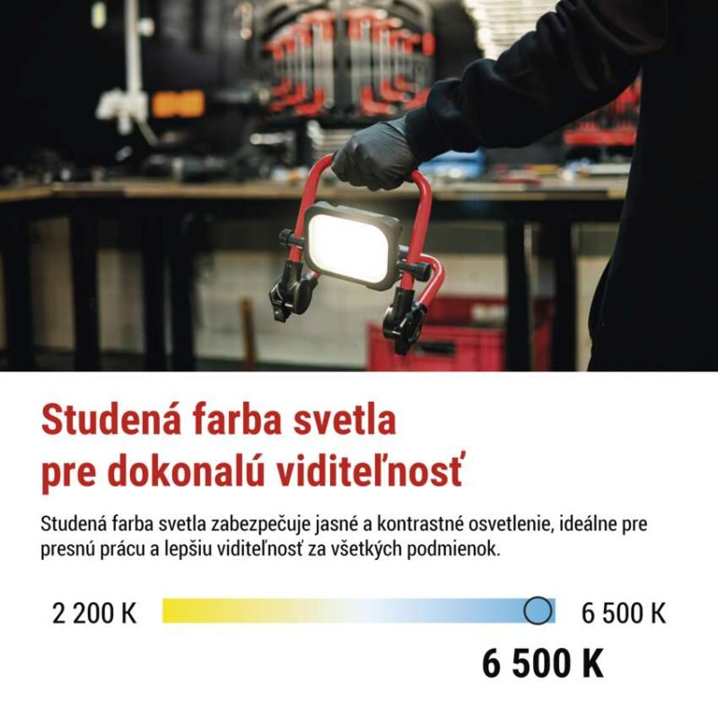 LED reflektor ACCO nabíjací prenosný, 20 W studená biela 9