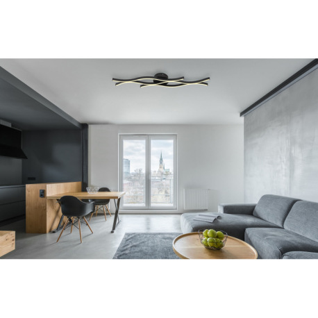 Stropné svietidlo, kov čierny matný, plast biely, hliník čierny matný, DxŠxV: 1080x180x60mm, vrátane 1