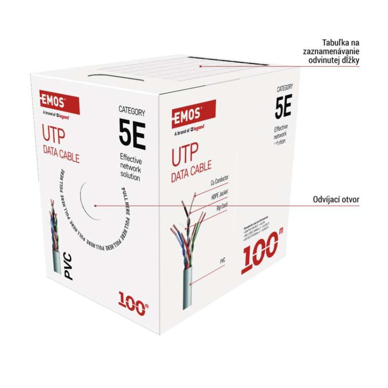 Datový kábel UTP CAT 5E PVC Basic, 100m 3