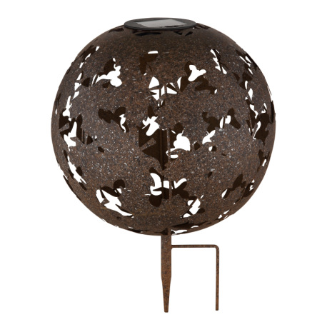 Solárne svietidlo, kov imitácia hrdze, vypínač, batéria AA 600mAh 1,2V, IP44, glóbus s javorovými li 2