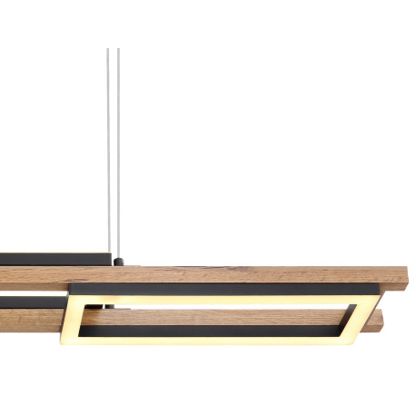 Závesné svietidlo, kov čierny, MDF tmavohnedý, plast biely, viackrokové ovládanie cez nástenný vypín 14