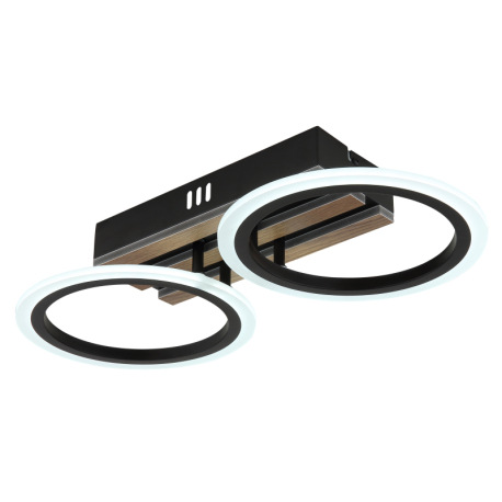 Stropné svietidlo, kov čierny matný, MDF s tmavým dreveným efektom, plast biely, niekoľko úrovní pom 6