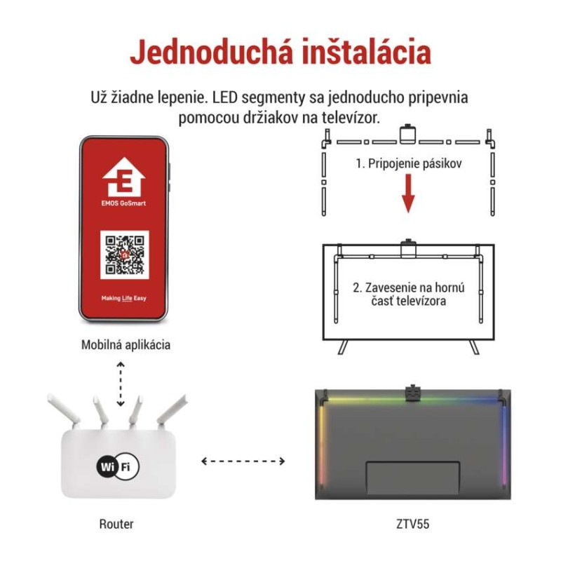 GoSmart Ambientné LED RGB osvetlenie za TV 55“ (139 cm) 4