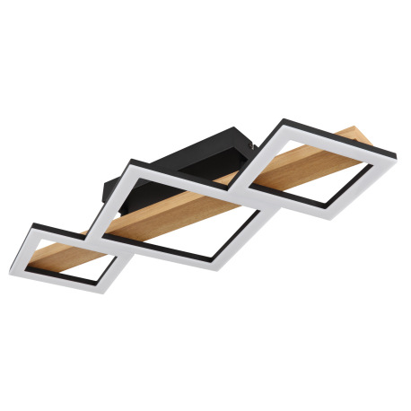 Stropné svietidlo kov čierny mat, MDF imitácia dreva, ABS čierny mat, plast biely, DxŠxV: 660x300x10 2